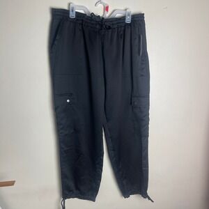 Time and Tru Womens Black Satin Cargo Pants Lightweight Plus Size XXXL
